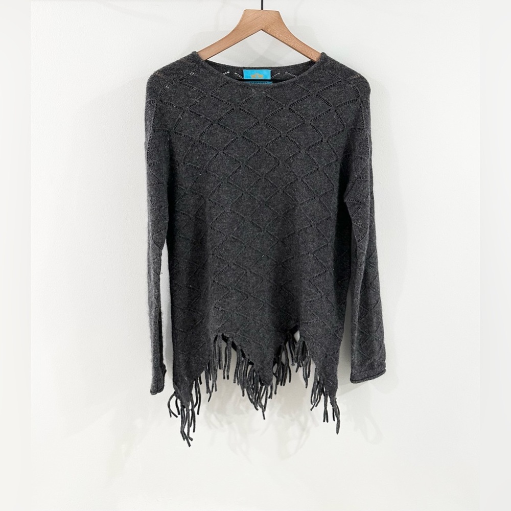 Islefield Fringe Bottom Cashmere Sweater Gray Size Small